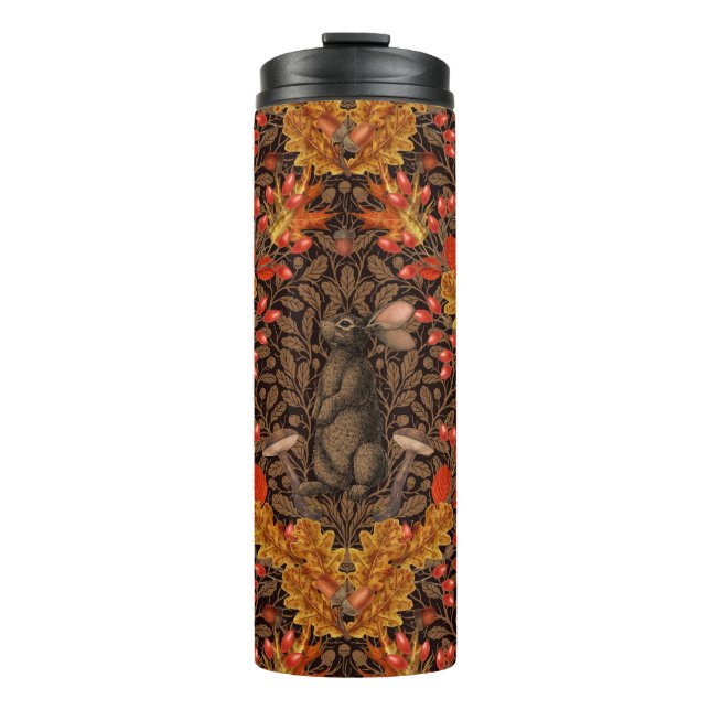 Herbstkaninchen auf braun thermosbecher (Vorderseite)