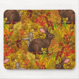 Herbstkaninchen auf Ocker Mousepad