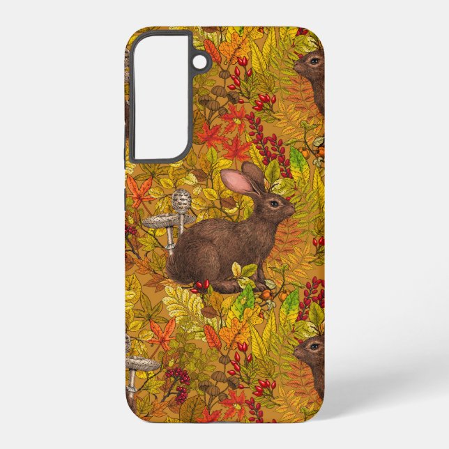 Herbstkaninchen auf Ocker Samsung Galaxy Hülle (Rückseite)