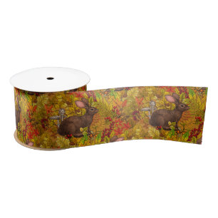 Herbstkaninchen auf Ocker Satinband