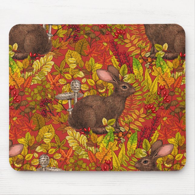 Herbstkaninchen auf rot mousepad (Vorne)