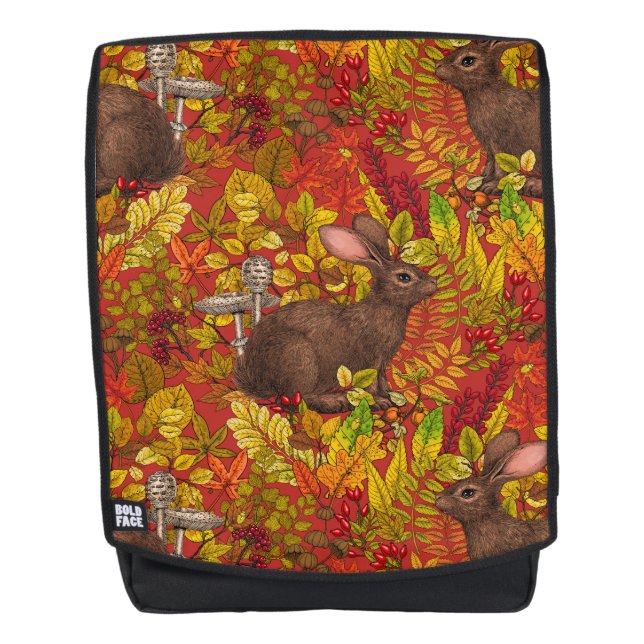 Herbstkaninchen auf rot rucksack (Vorderseite)