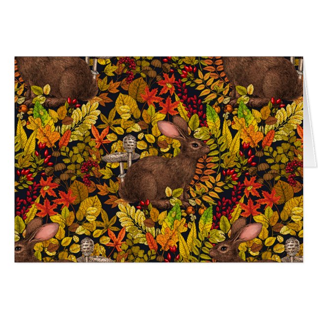 Herbstkaninchen auf schwarz (Vorderseite (Horizontal))