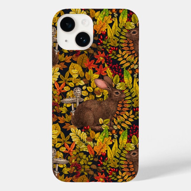 Herbstkaninchen auf schwarz Case-Mate iPhone hülle (Rückseite)