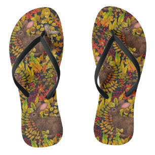 Herbstkaninchen auf schwarz flip flops