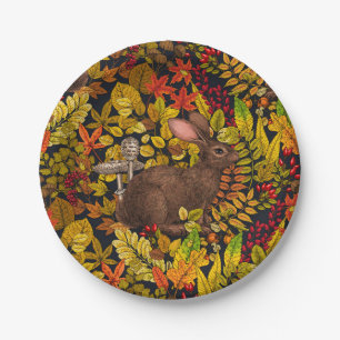 Herbstkaninchen auf schwarz pappteller