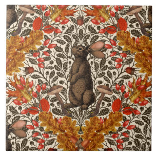 Herbstkaninchen auf weiß fliese