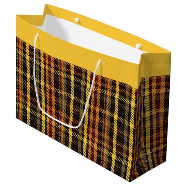Herbstkariert  große geschenktüte (Vorderseite Schrägansicht)