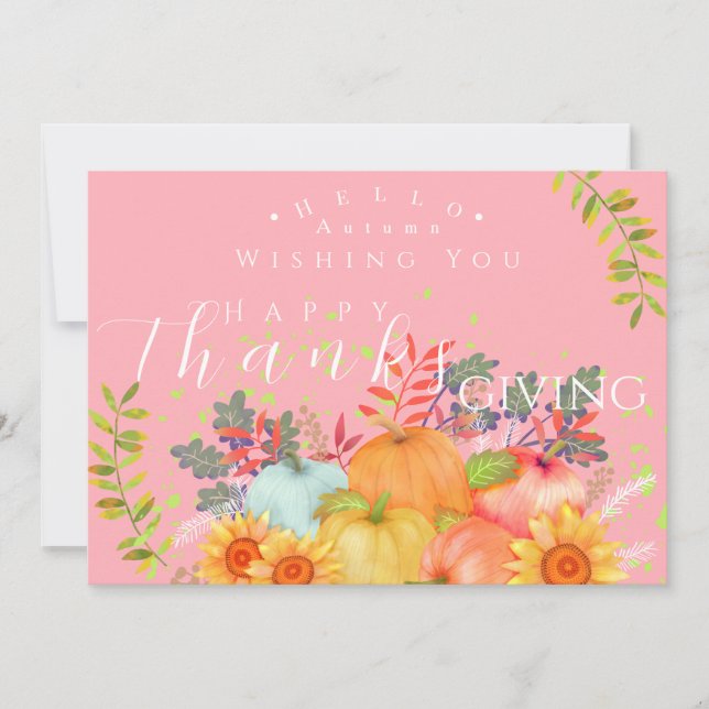 Herbstkarte Erntedank Rosa Grußkarte Karte (Vorderseite)
