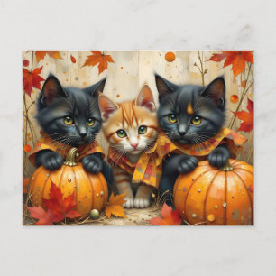 Herbstkätzchen Pumpkins und Folien Feiertagspostkarte