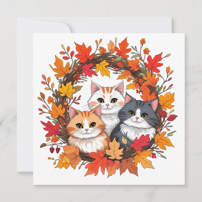 Herbstkatze Einladung (Vorderseite)