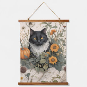Herbstkatze Löwenzahn Wandteppich Mit Holzrahmen