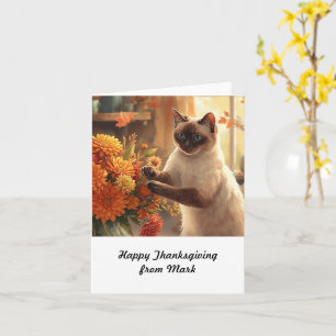 Herbstkatze mit Blume Herbstsaison Erntedank Karte