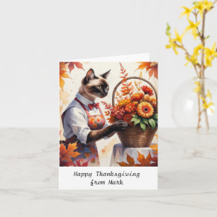 Herbstkatze mit Blume Herbstsaison Erntedank Karte