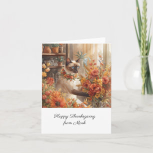 Herbstkatze mit Blume Herbstsaison Erntedank Karte