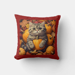 Herbstkatze mit Pumpkins & Blätter Kissen Kissen