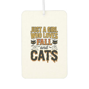 Herbstkatzen Halloween Mädchen Vintage Grafikdesig Autolufterfrischer