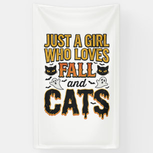 Herbstkatzen Halloween Mädchen Vintage Grafikdesig Banner