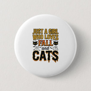 Herbstkatzen Halloween Mädchen Vintage Grafikdesig Button