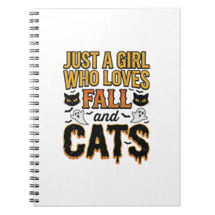 Herbstkatzen Halloween Mädchen Vintage Grafikdesig Notizblock