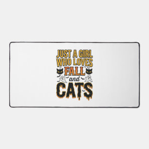 Herbstkatzen Halloween-Mädchen Vintage-Grafikdesig Schreibtischunterlage