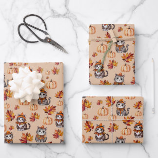 Herbstkatzen und Pumpkins Geschenkpapier Set