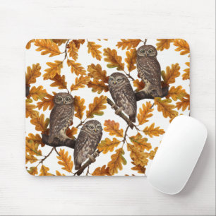 Herbstkauz auf Baumwolle weiß Mousepad