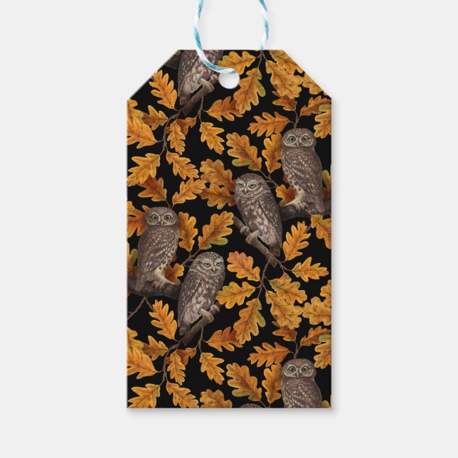 Herbstkauz auf schwarz geschenkanhänger (Vorderseite)