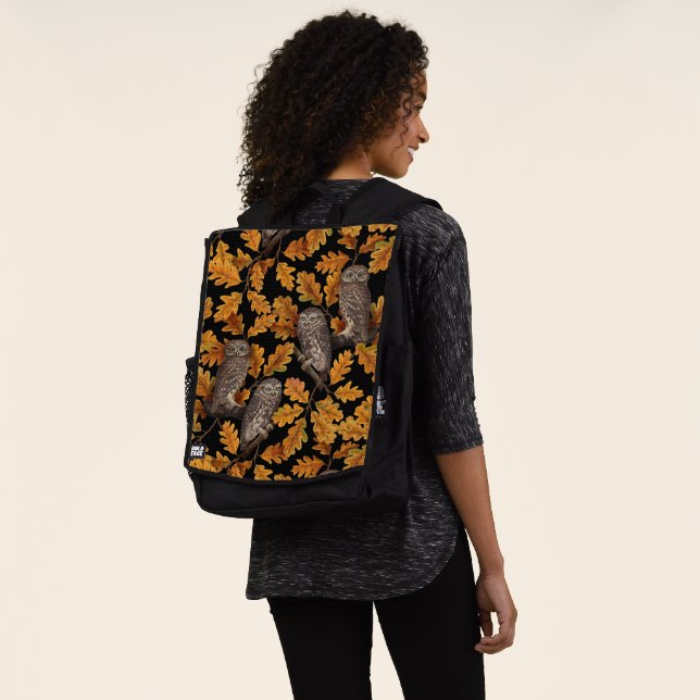 Herbstkauz auf schwarz rucksack (Ausgewaschen)