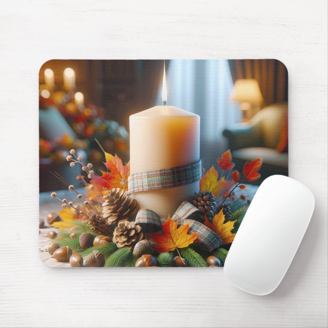 Herbstkerze mit Kernen Mousepad (Mit Mouse)