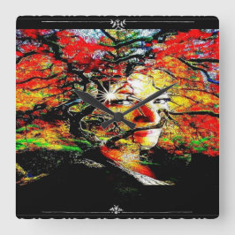 Herbstkerze Quadratische Wanduhr