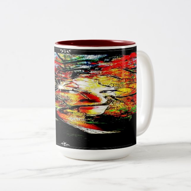 Herbstkerze Zweifarbige Tasse (VorderseiteRechts)