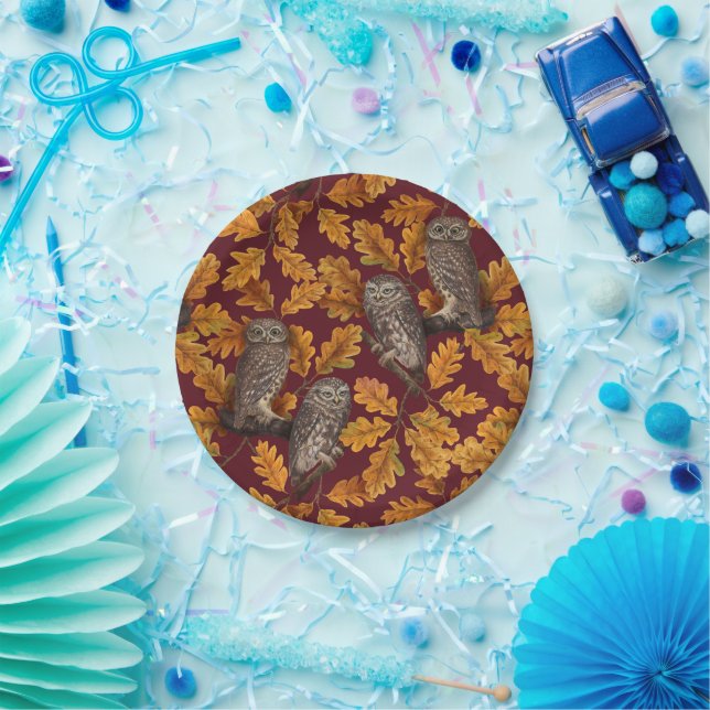 Herbstkeule auf dunkelrot pappteller (Party)