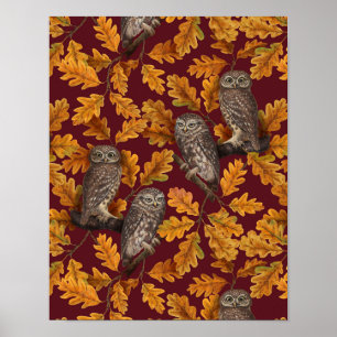 Herbstkeule auf dunkelrot poster
