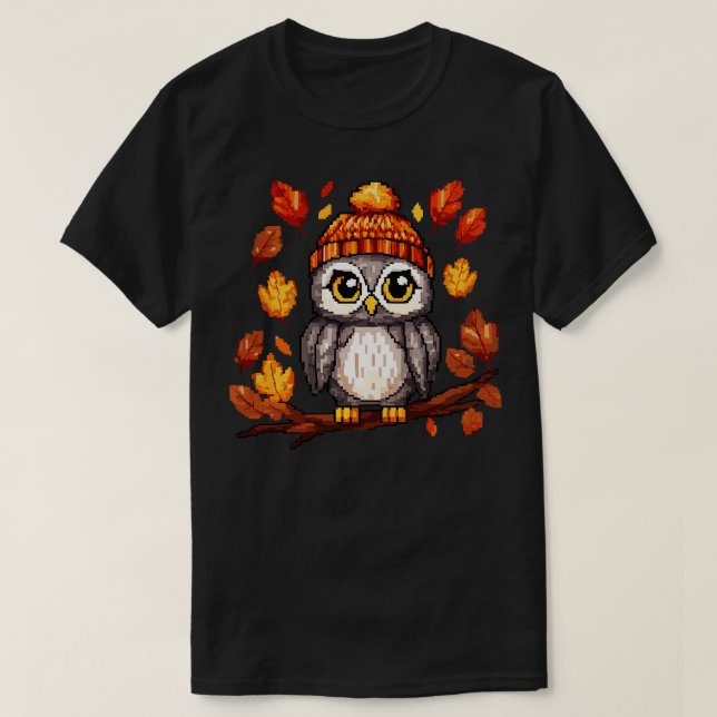 Herbstkeule in Strickmütze, Pixel Art 1 T-Shirt (Design vorne)