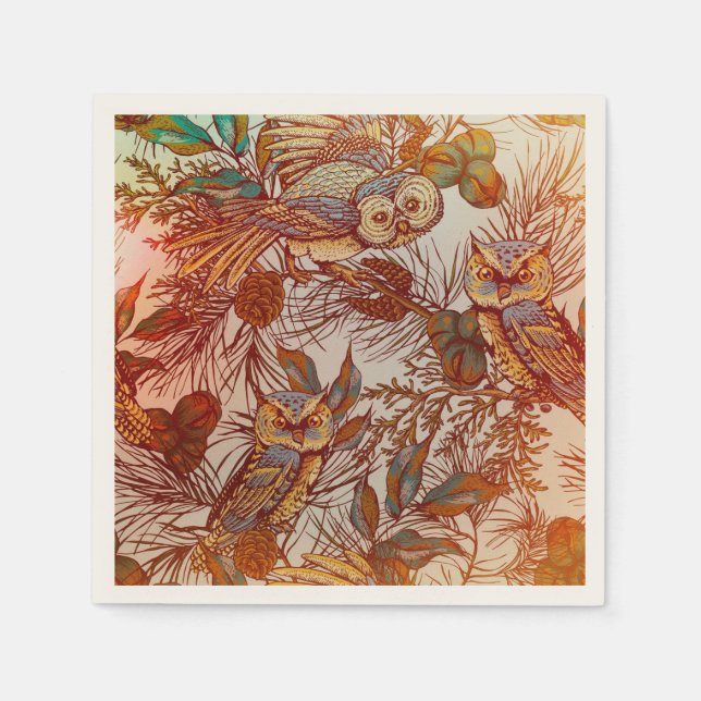 Herbstkeule Vintag rustikal-orange-blaue Kiefer Serviette (Vorderseite)