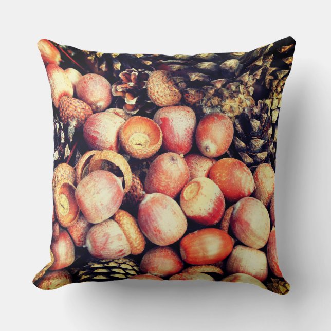 Herbstkissen mit einem Foto der Kegel u. der Kissen (Vorderseite)