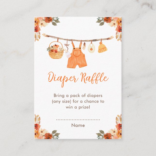 Herbstkleidung Linie Boy Baby Dusche Windeln Winde Begleitkarte (Vorderseite)