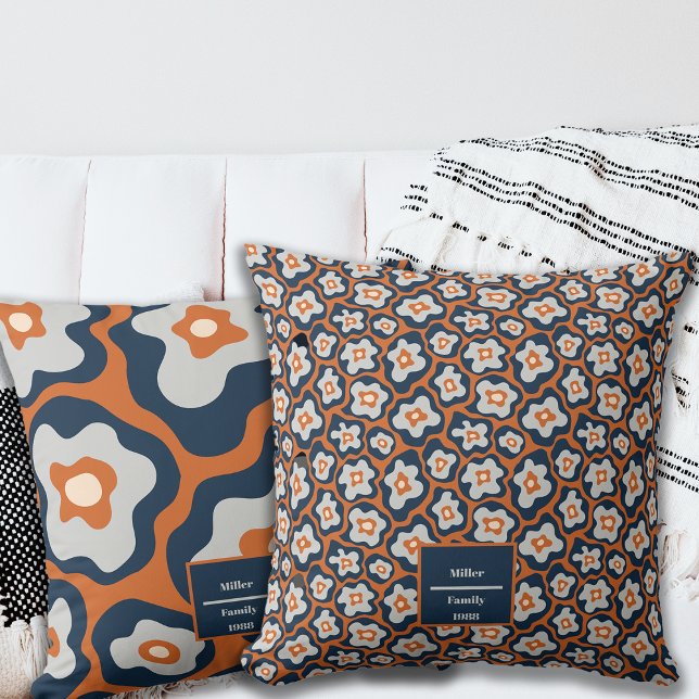 Herbstkobalt Blues Rust Egg Blume Individuelle Nam Kissen (Von Creator hochgeladen)