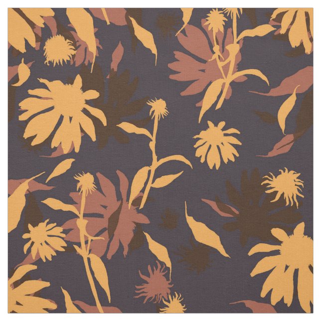 Herbstkoneflowers Blumenmuster Orange Blue Stoff (Muster)