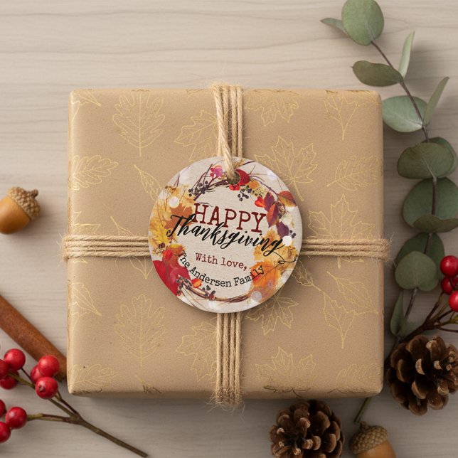 Herbstkranz des Erntedanks mit mehreren Blättern Geschenkanhänger (Von Creator hochgeladen)