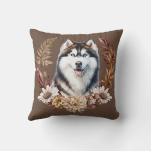 Herbstkranz des Siberischen Husky Kissen