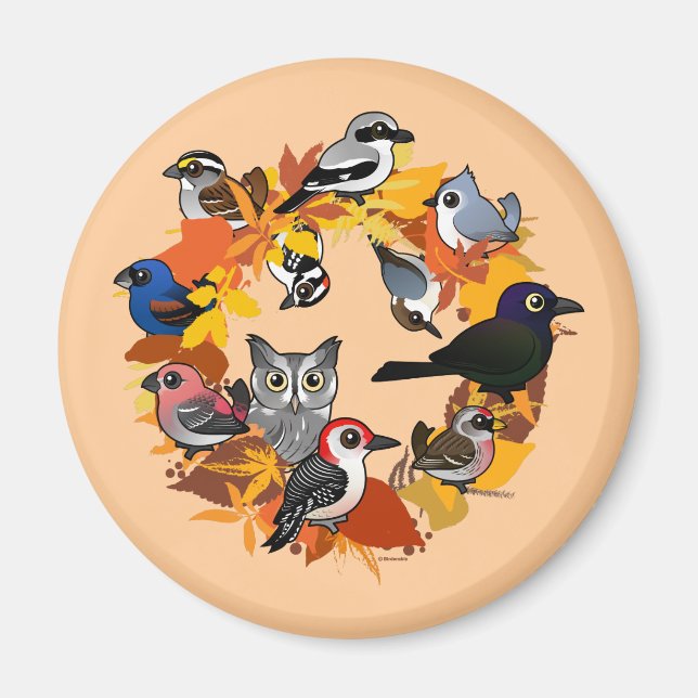 Herbstkranz nordamerikanischer Vögel Magnet (Vorne)