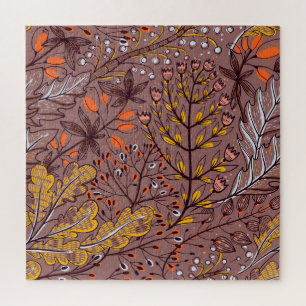 Herbstkräuter, Vintage, blühende nahtlos. Puzzle