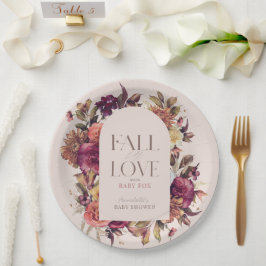 Herbstkreide Arch Pink Babydusche in der Liebe fal Pappteller