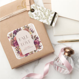 Herbstkreide Liebe Rosa Brautparty Quadratischer Aufkleber
