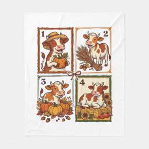 Herbstkuh-Quartett Vintage-Patchwork-Bauernhof-Shi Fleecedecke