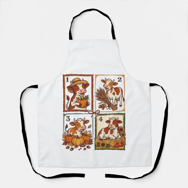 Herbstkuh-Quartett Vintage-Patchwork-Bauernhof-Shi Schürze (Vorderseite)