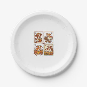 Herbstkuh-Quartett Vintage-Patchwork-Farmhemd Pappteller