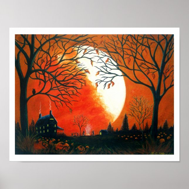 Herbstkunst, Print, Blätter, Landschaft, Kürbis Poster (Vorne)